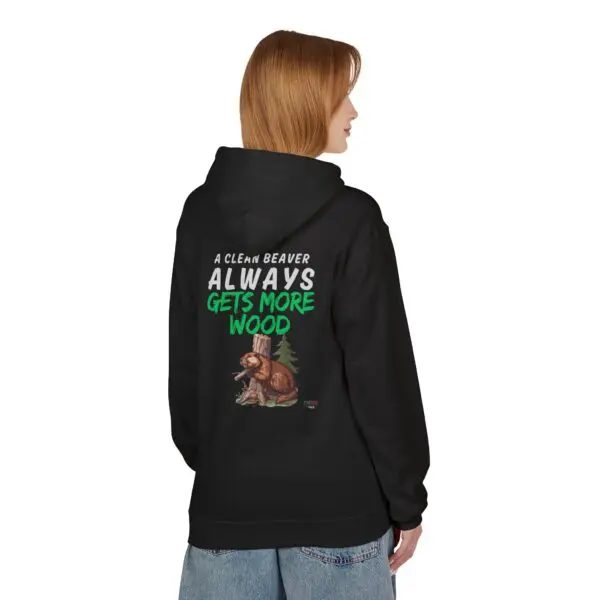 Person wearing hoodie with humorous text.