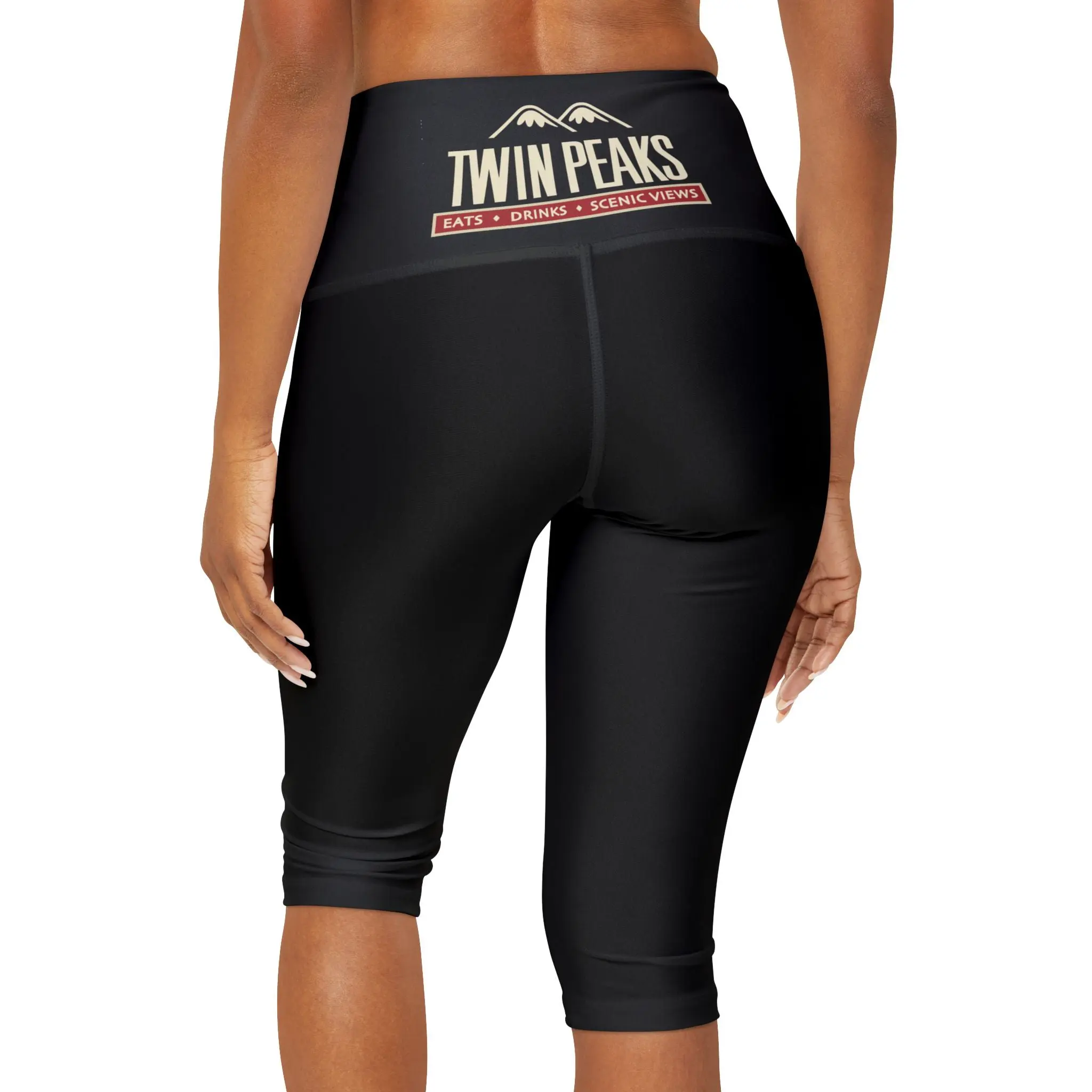 Back view of black Twin Peaks leggings.