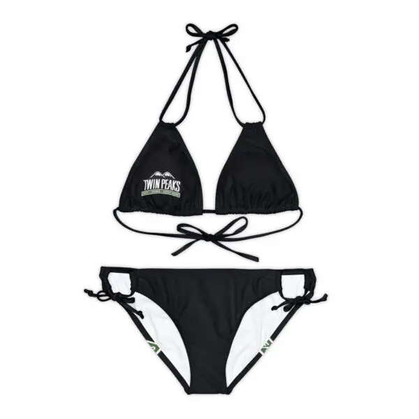 Black bikini with "Twin Peaks" logo.