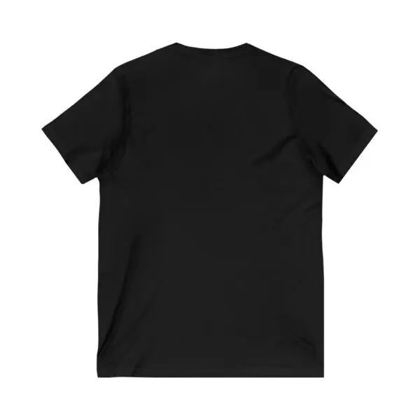 Black T-shirt, back view, plain design.