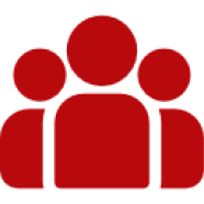 Mask group (3) Red people icons on black background.